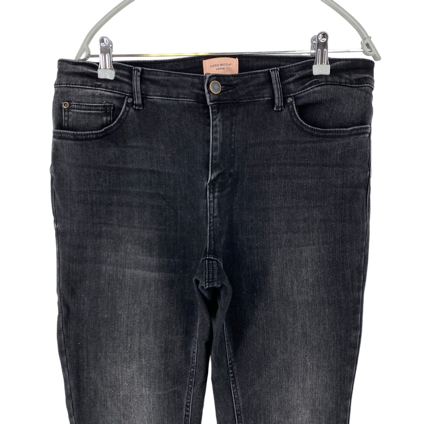 VERO MODA FLASH Damen Jeans mit mittelhohem Bund und Skinny-Fit, Dunkelgrau, Größe XL W33 L32