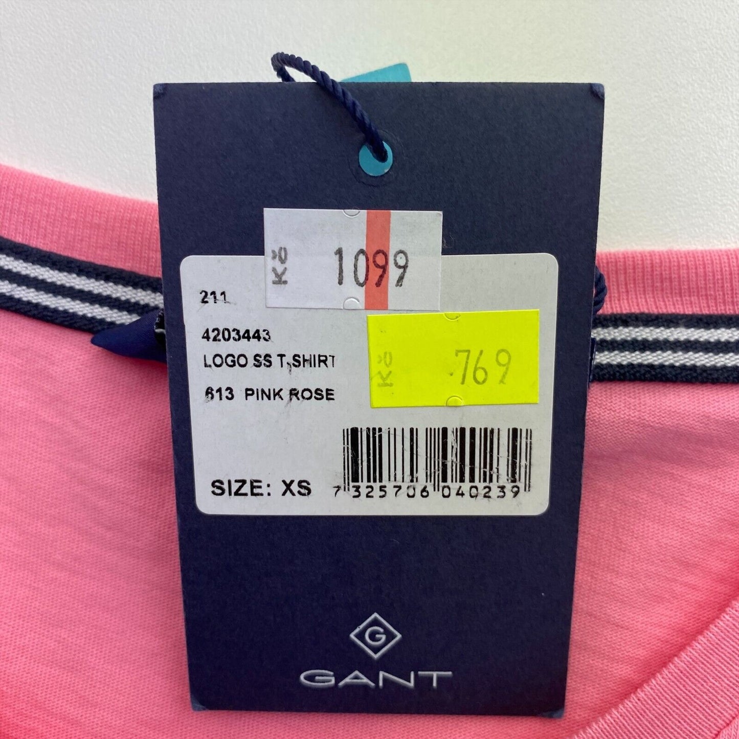 GANT T-shirt à col rond avec logo rose taille XS