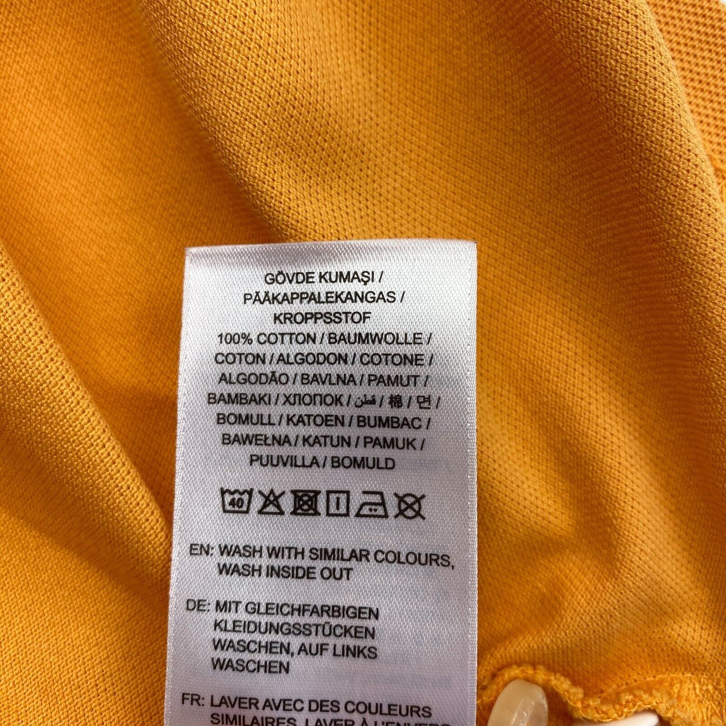 GANT Men Yellow Original Regular Fit Pique Rugger SS Polo Shirt Size M