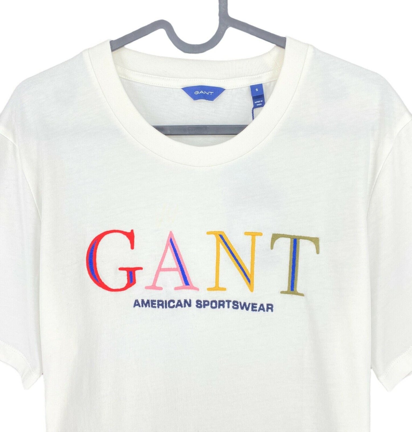 GANT T-Shirt mit Rundhalsausschnitt und Grafik, Weiß, Größe S