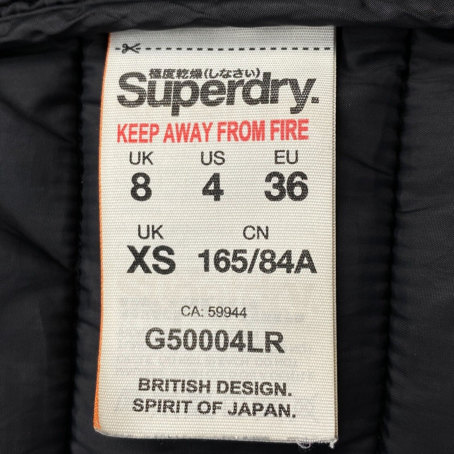 SUPERDRY Original Fuji Black Quilted Jacket Size EU 36 UK 8 US 4