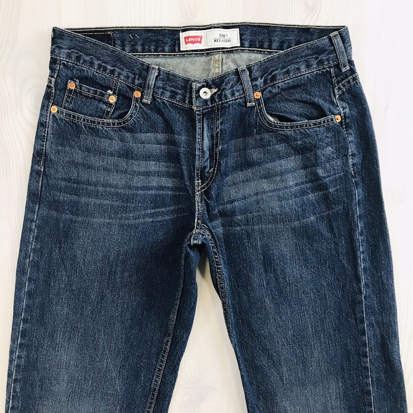 Vintage Levi's 550 Boys Dark Blue Relaxed Straight Fit Jeans 12 H / W32 L27