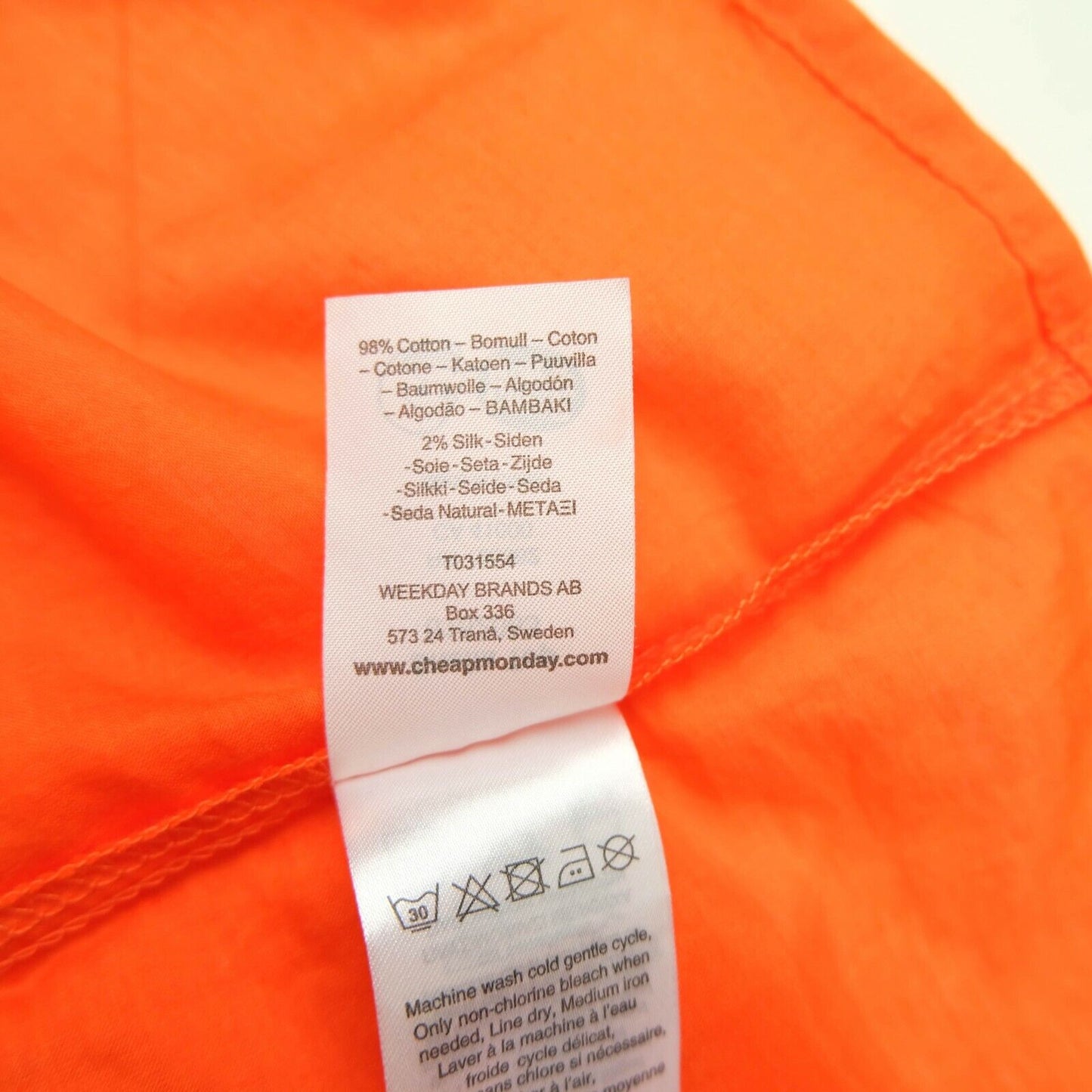 CHEAP MONDAY Orange Sheila Tank Top Size S M L