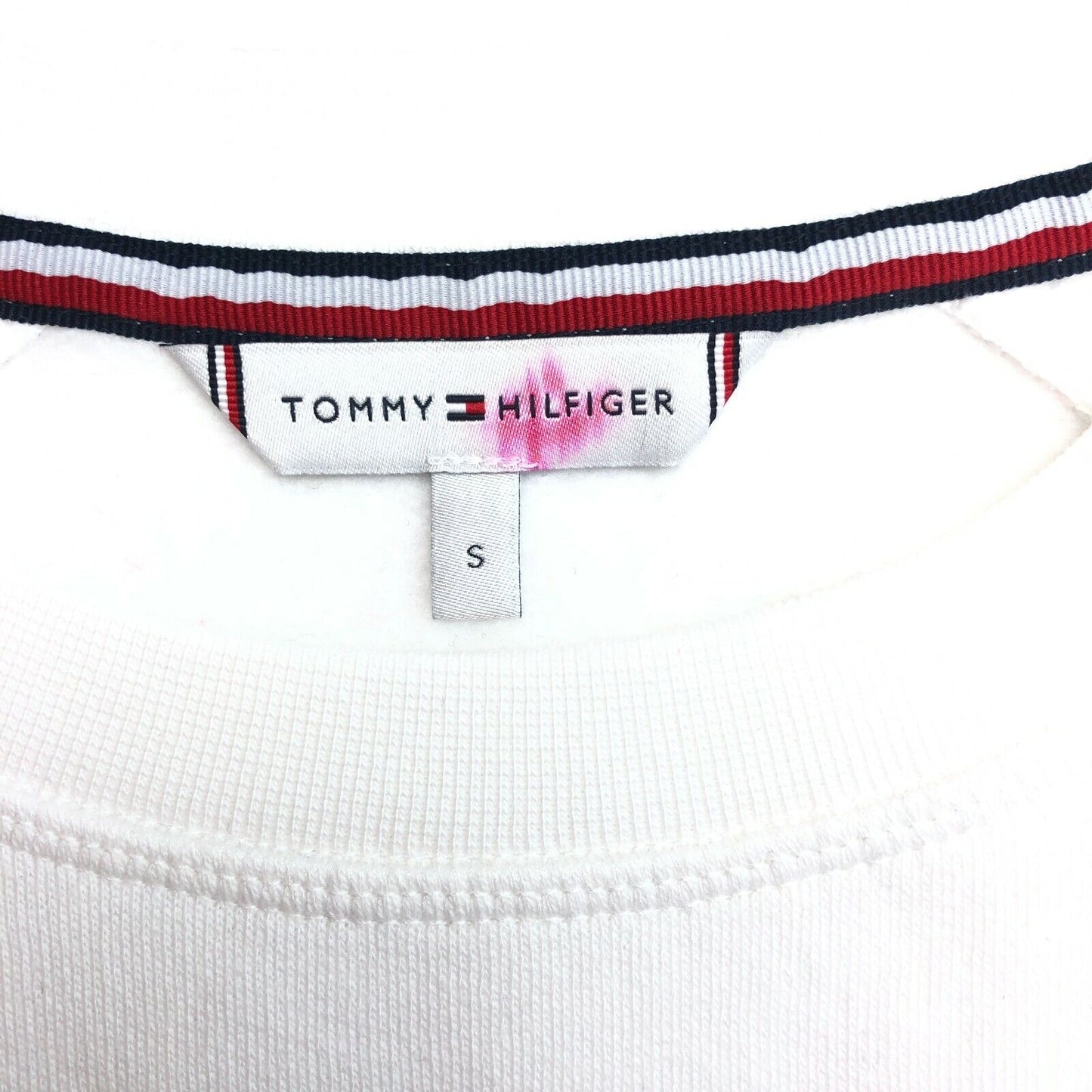 TOMMY HILFIGER Weißer Pullover mit Rundhalsausschnitt, Größe S