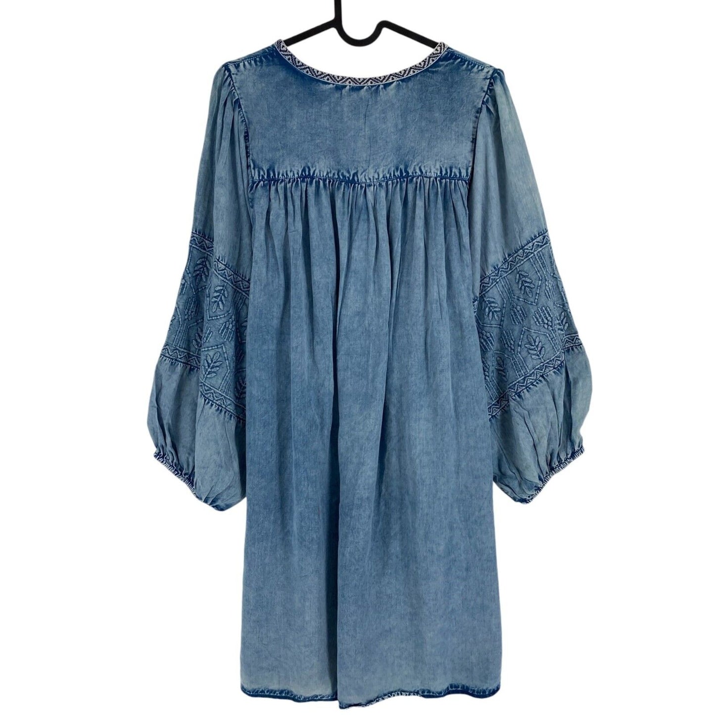 Smashed Lemon Women Blue Flared Long Sleeves Dress Size S EU 36 UK 8