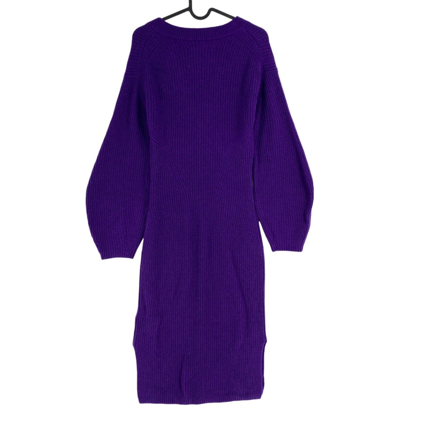 GANT Women Purple Wool Rib V Neck Long Sleeves Dress Size XS