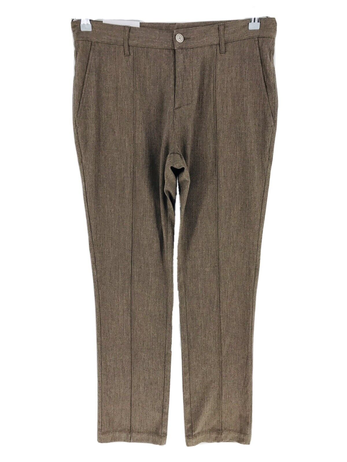 OSCAR DE LA RENTA ALEX Dark Brown Low Rise Slim Fit Pleated Trousers W32 L32.5