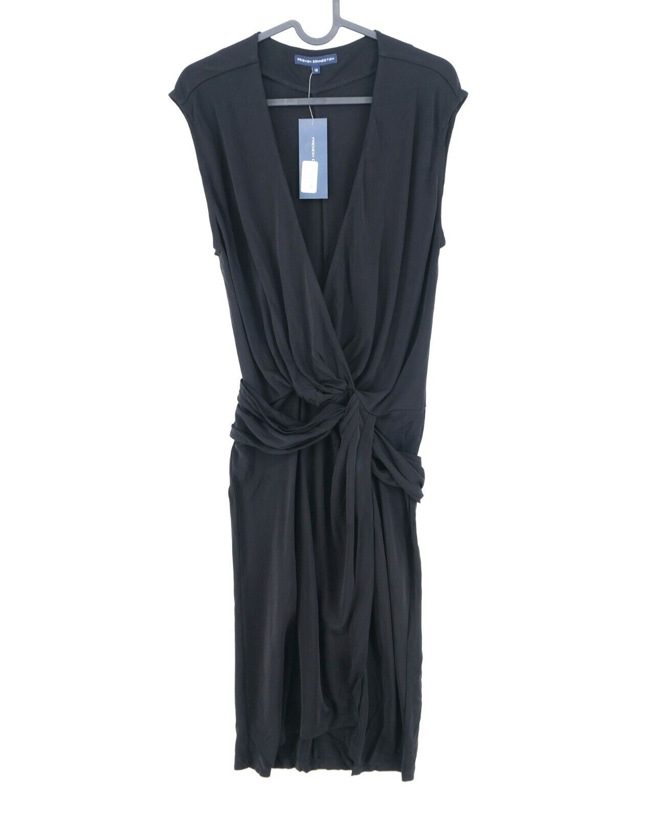 UVP 145 € FRENCH CONNECTION Schwarzes Kleid mit V-Ausschnitt, Größe 12 – M