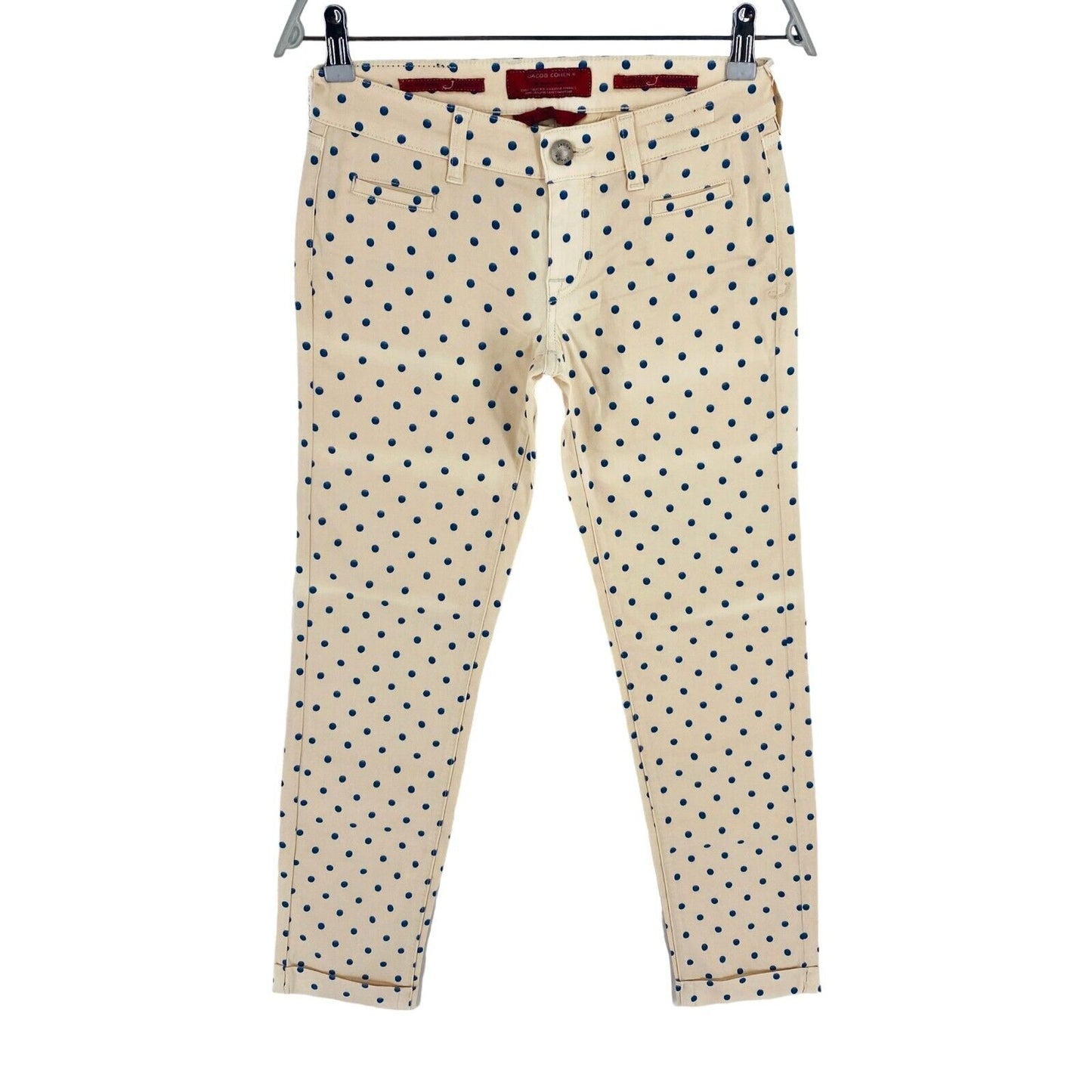 JACOB COHEN Women J7209 Beige Polka Dot Chino Pants Trousers Size W26 L28