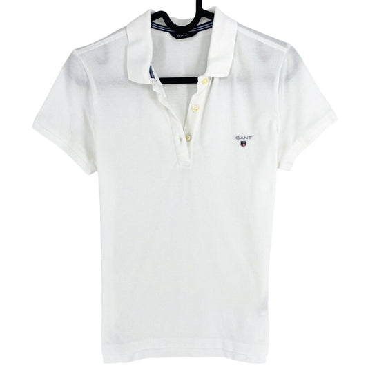 GANT Women White Original Pique Short Sleeves Polo Shirt Size XS