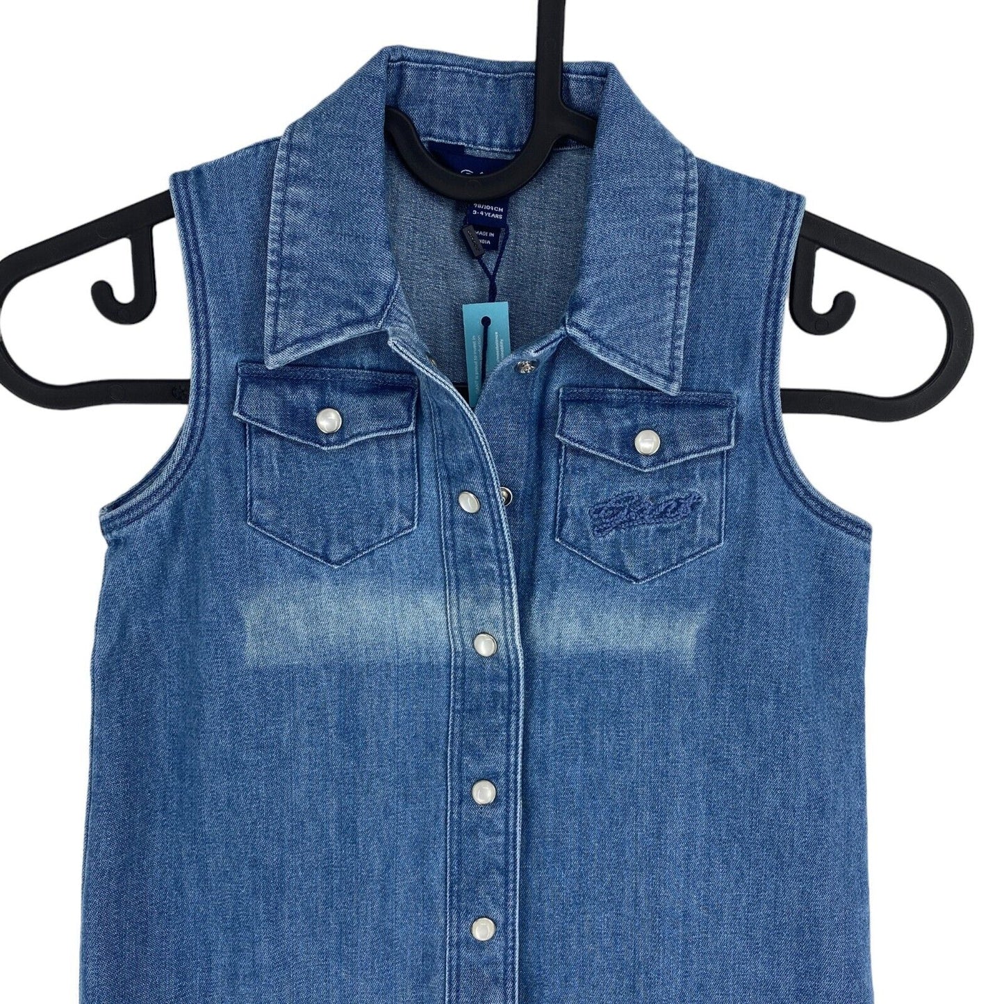 GANT Girls Blue Rope Script Denim Shirt Dress Size 3-4 Years 98/104 cm