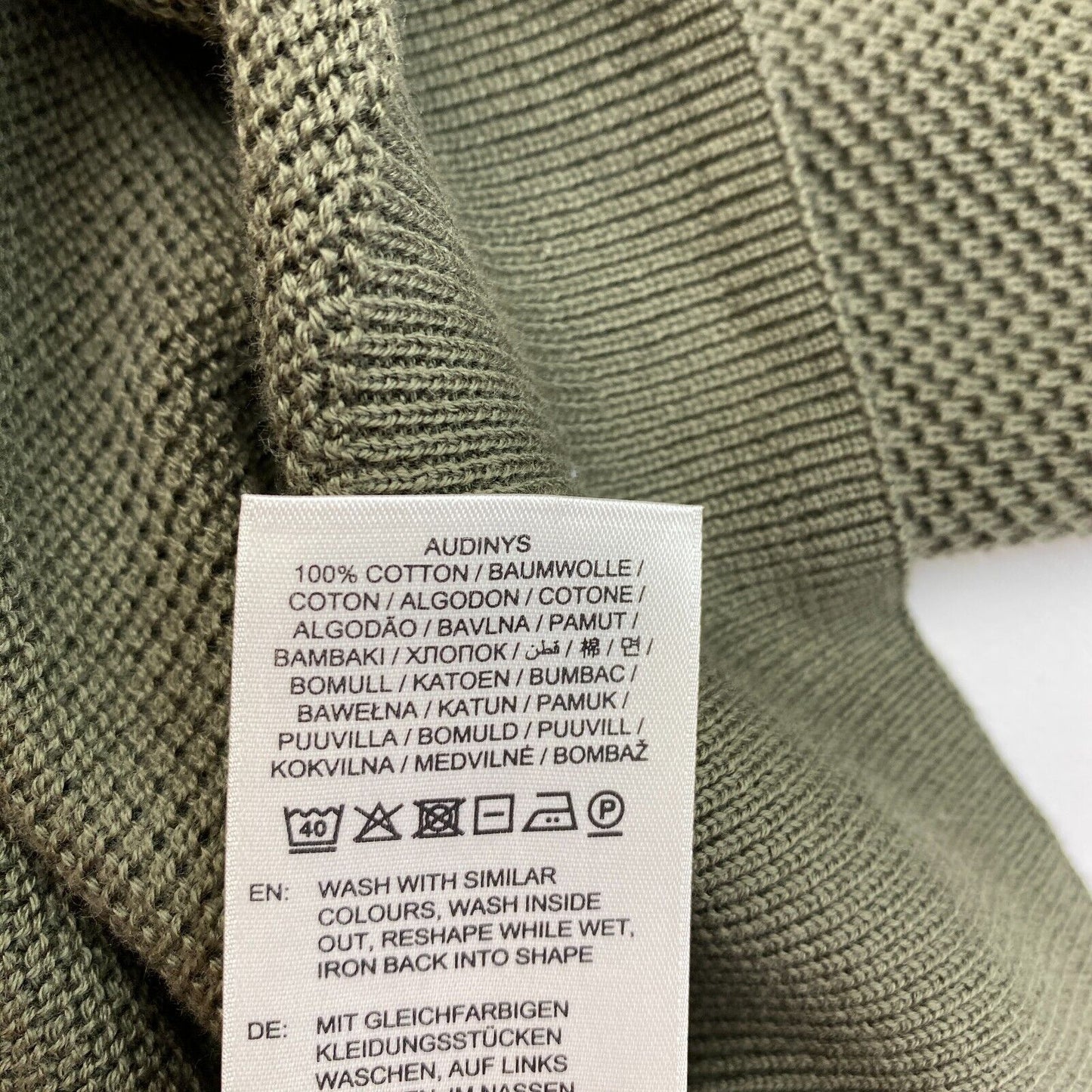 GANT Dunkelgrüner Pullover mit Rundhalsausschnitt aus Baumwollpikee, Größe XL