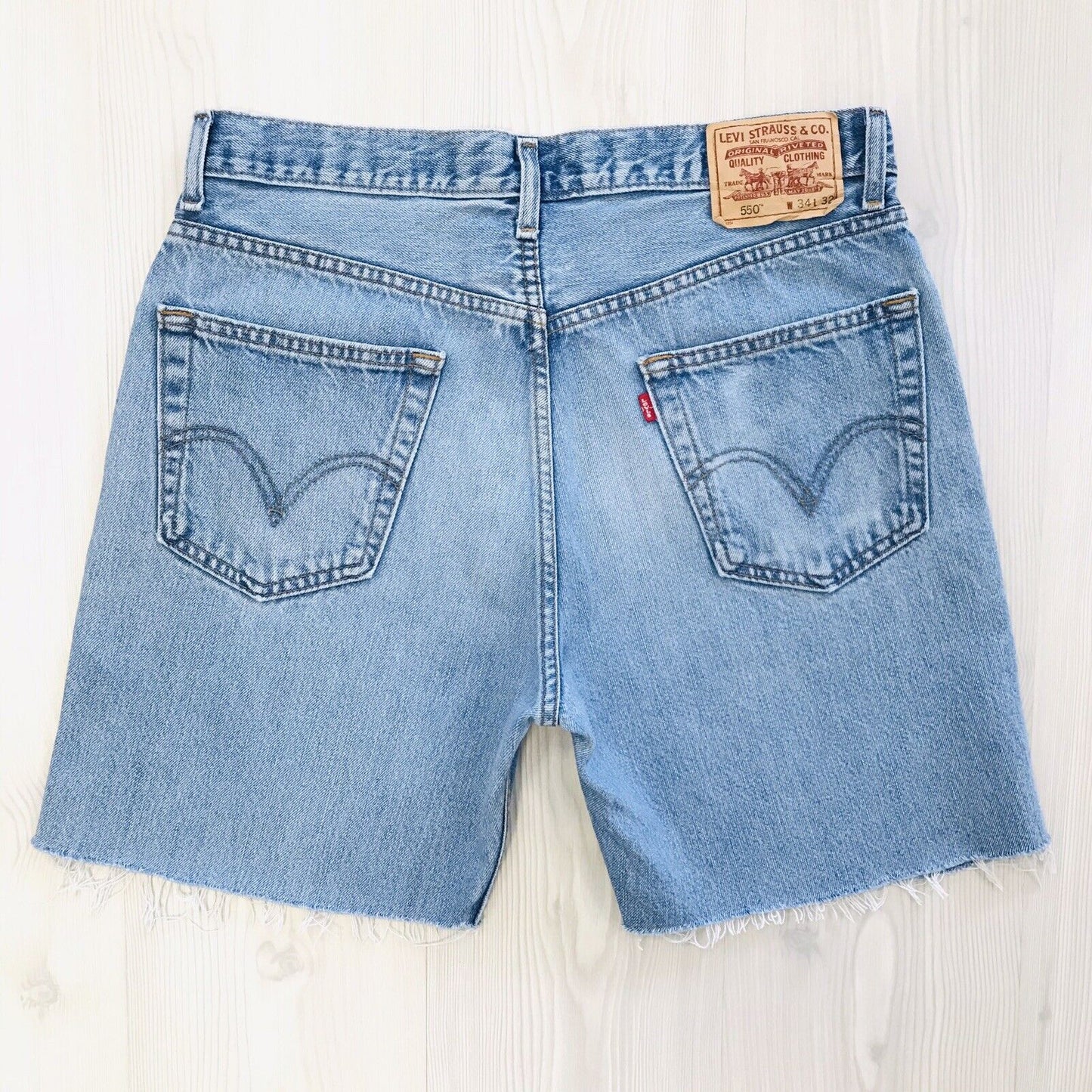 Levi's 550 Custom Made Blue Relaxed Straight Fit Cut-Off Shorts W34