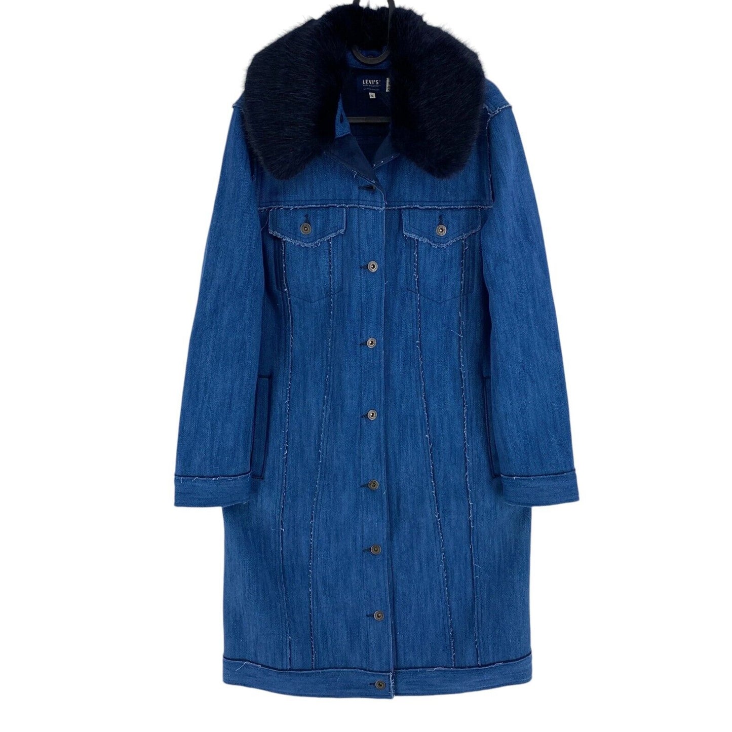 Levi`s Made & Crafted Women Blue Trucker Trench Coat Jacket Size M