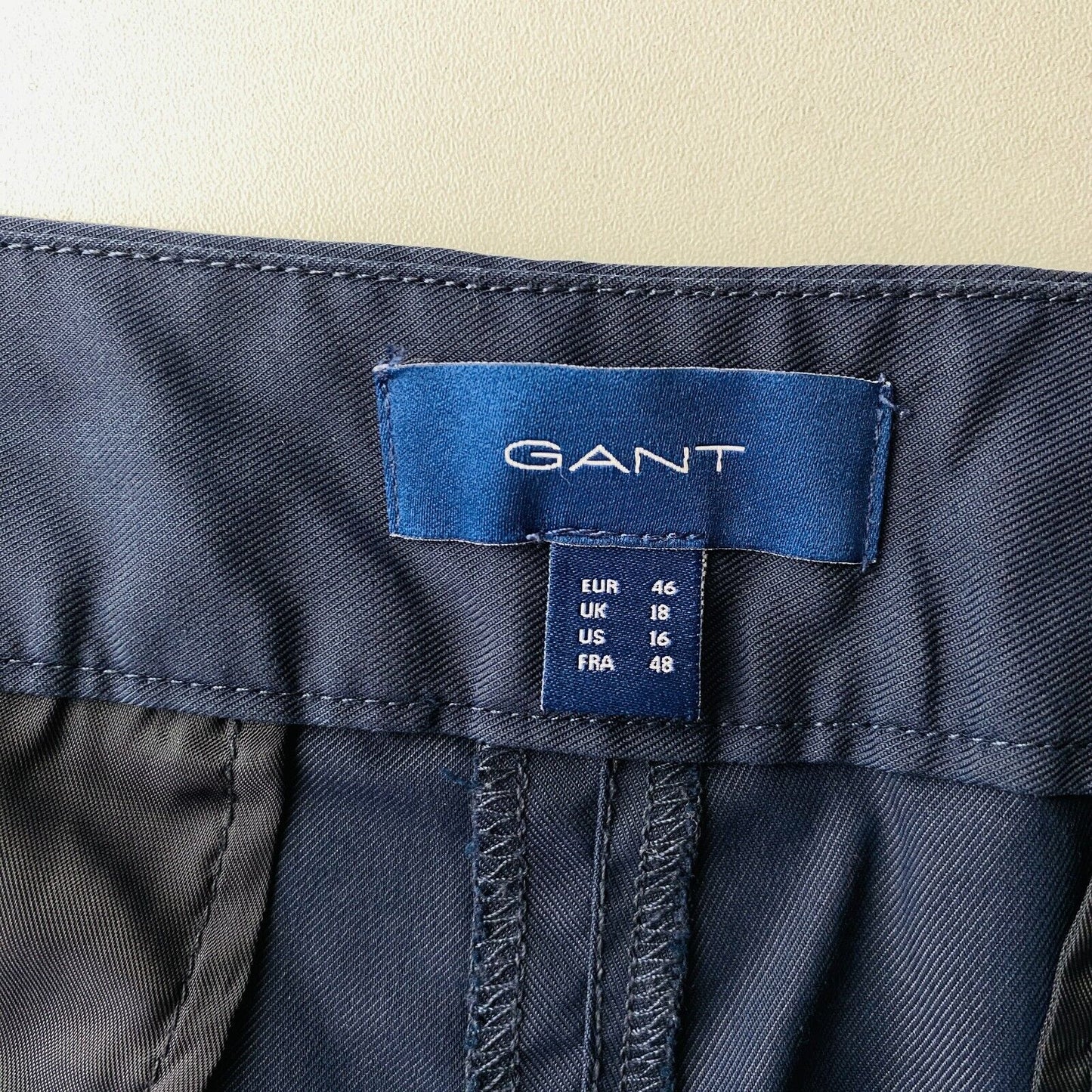 GANT Women Dark Blue Regular Fit Dress Trousers Size EUR 46 UK 18 US 16 W36