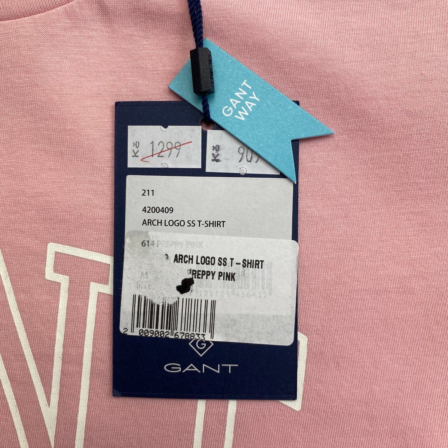 GANT Pink Arch Logo Crew Neck T Shirt Top Size S