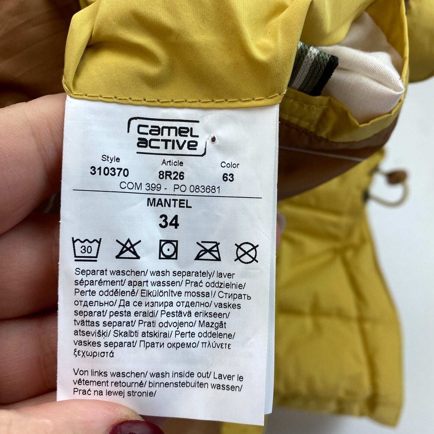 CAMEL ACTIVE Women Yellow Hooded Parka Jacket Coat Size EU 34 UK 6 US 4