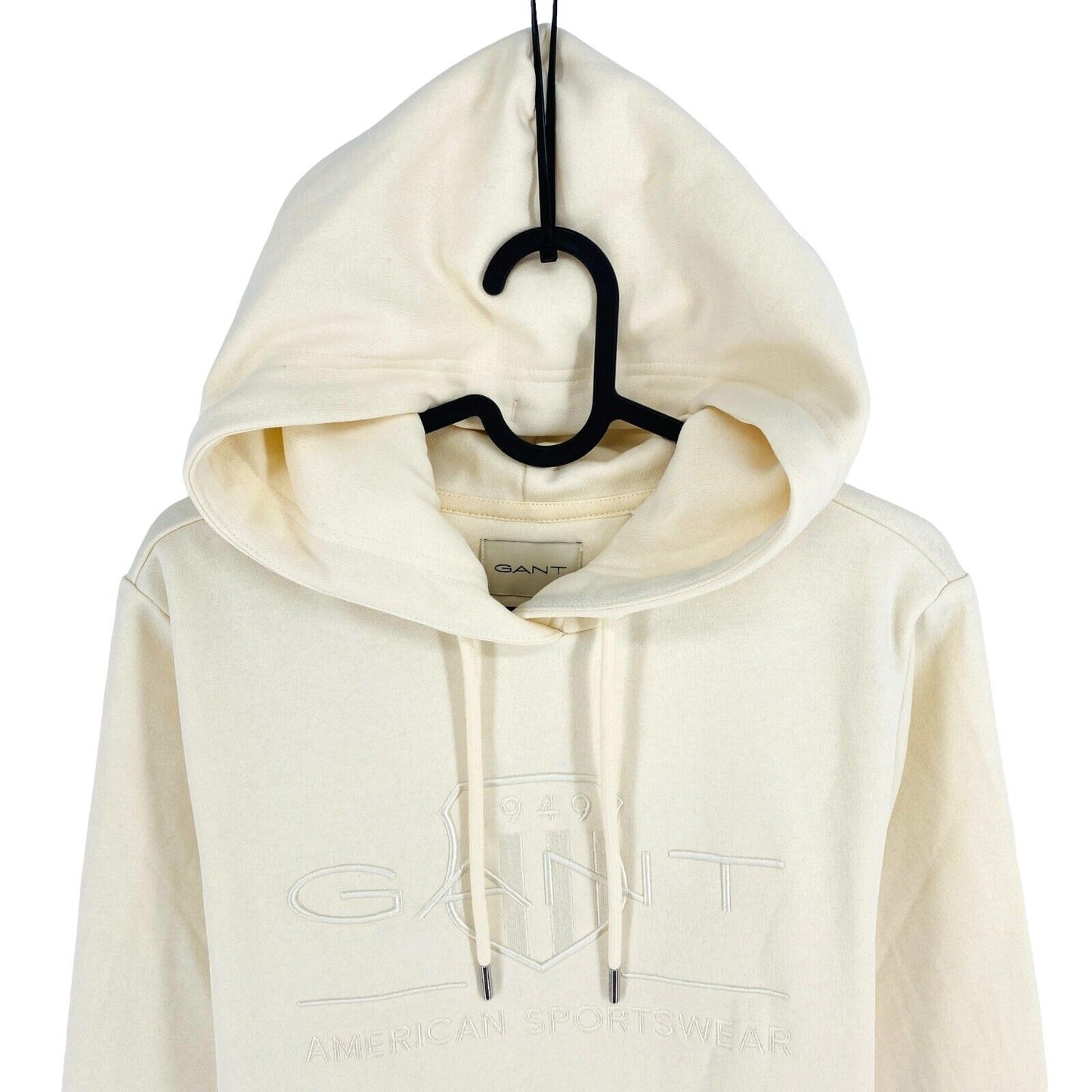 GANT Women Beige Reg Tonal Shield Hoodie Jumper Sweater Size M