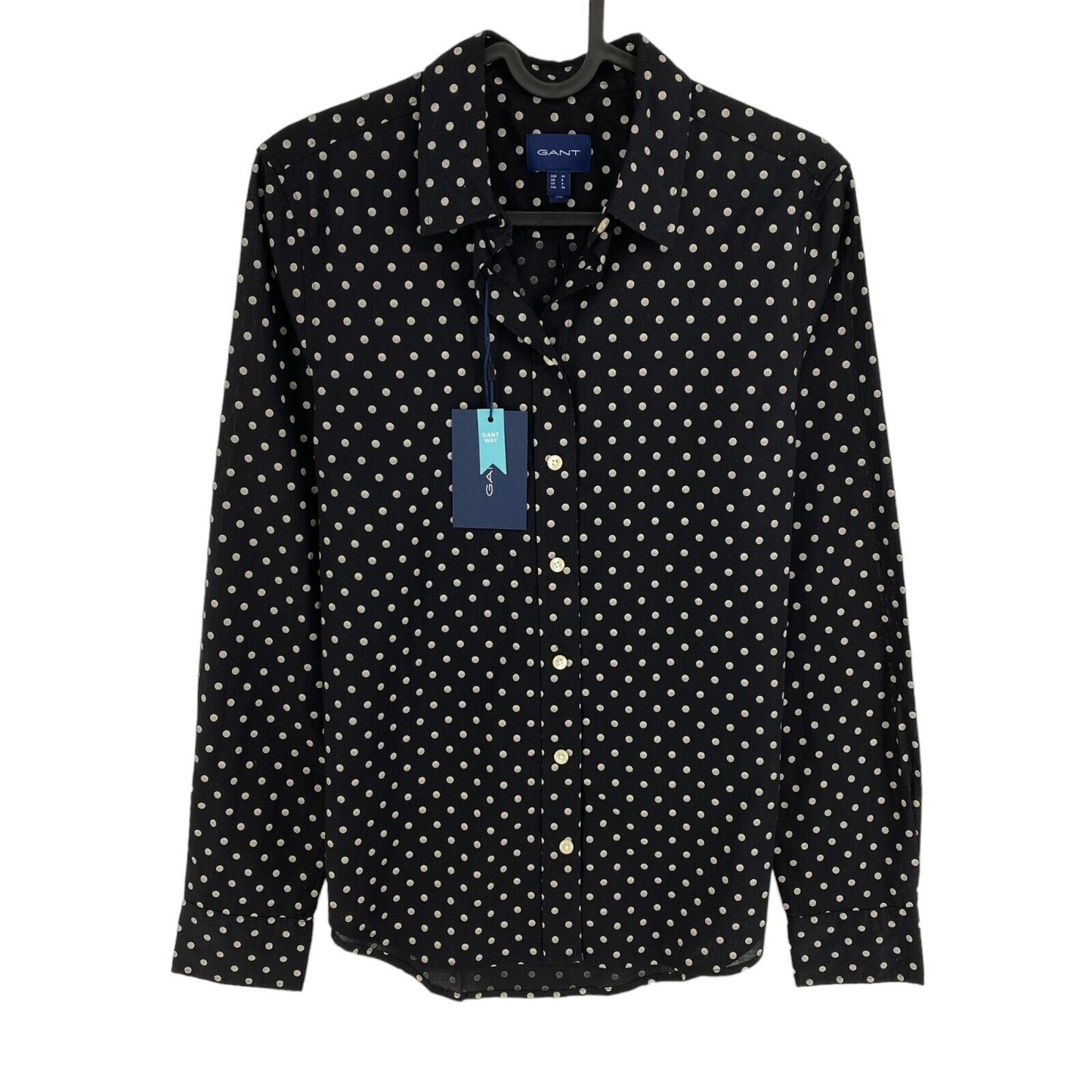 GANT Black Regular Polka Dot Cotton Voile Shirt Size EU 34 UK 6 US 4