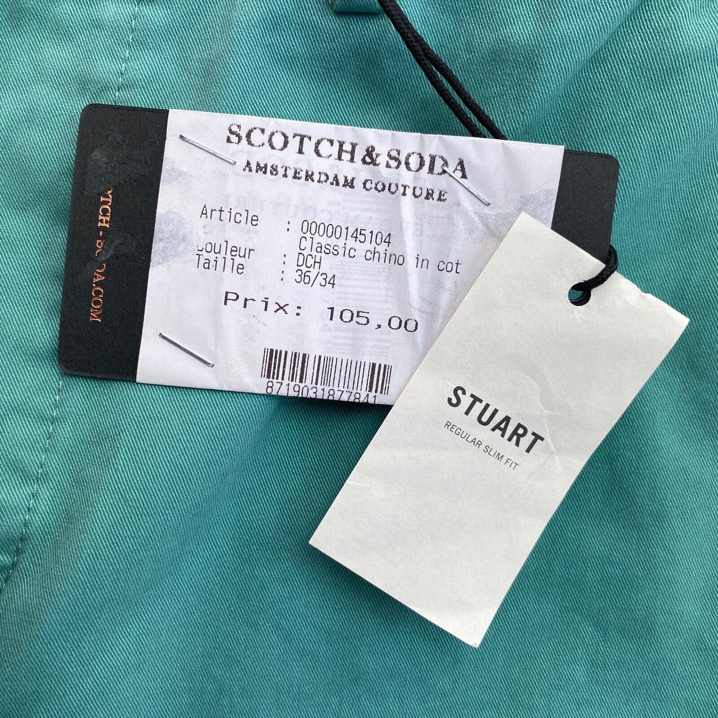 Scotch & Soda Green Regular Slim Fit Chino Pants Size W29 L34 W33 L32 W36 L34