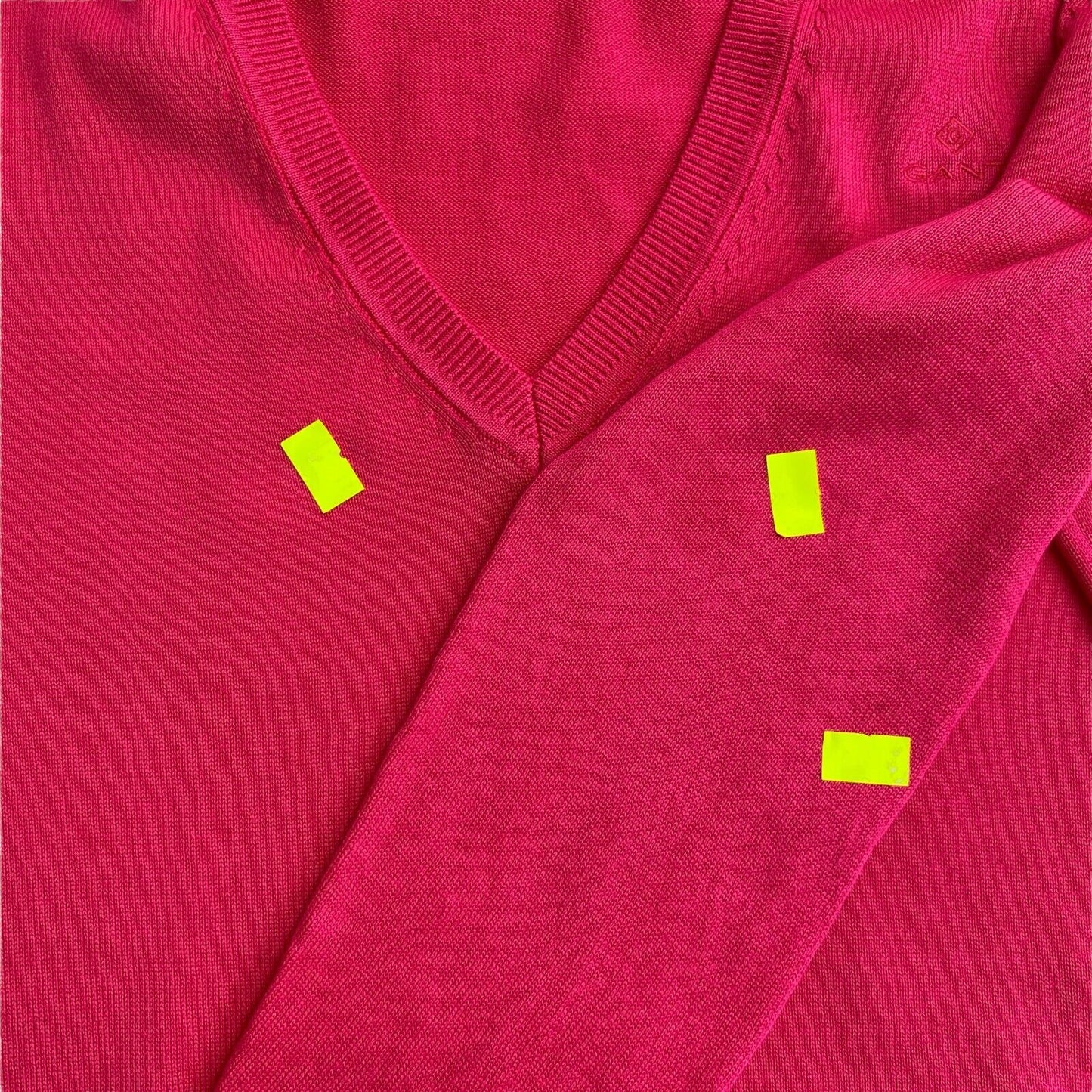 GANT Pullover mit V-Ausschnitt, leichte Baumwolle, Rosa, Größe XS