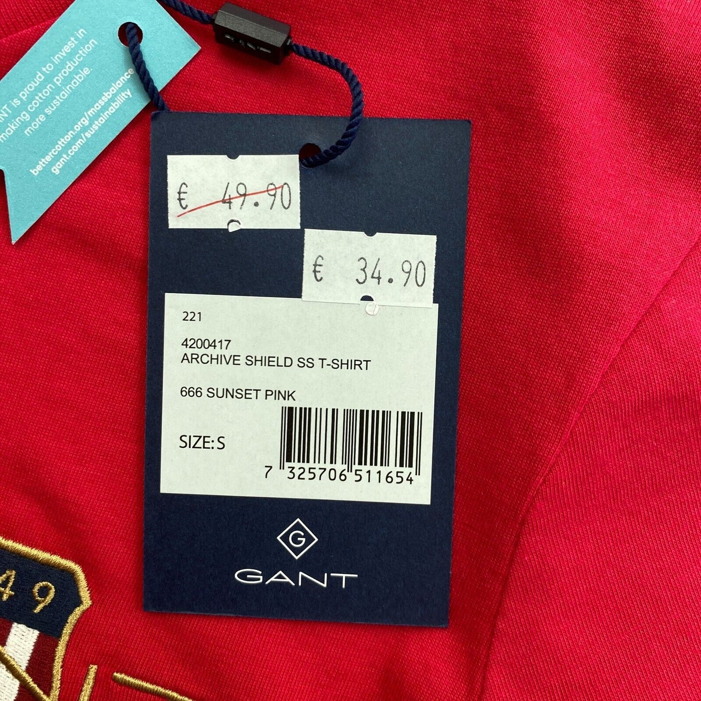 GANT Red Archive Shield EMB T-shirt à col rond Taille S