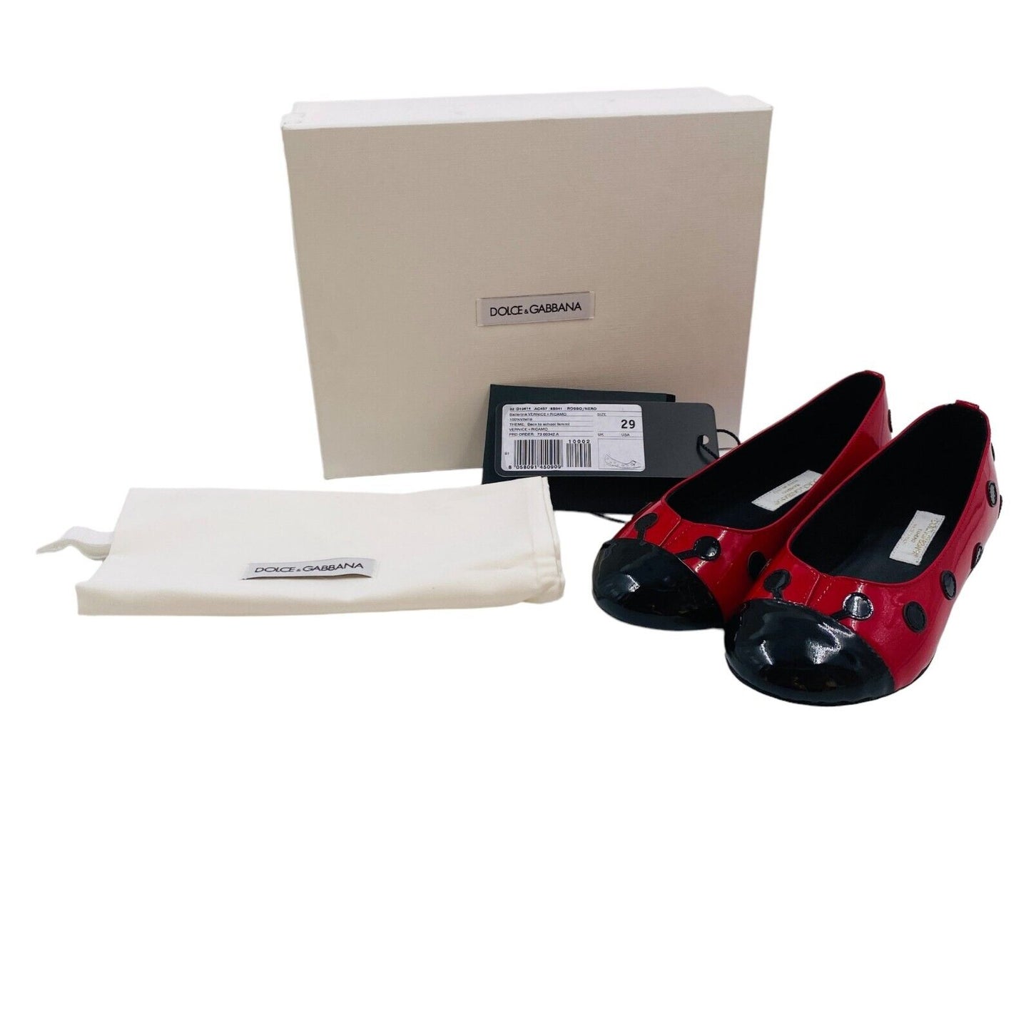 DOLCE&GABBANA Red Ballerina Flat Shoes Size EU 29 UK 10.5 US 11.5