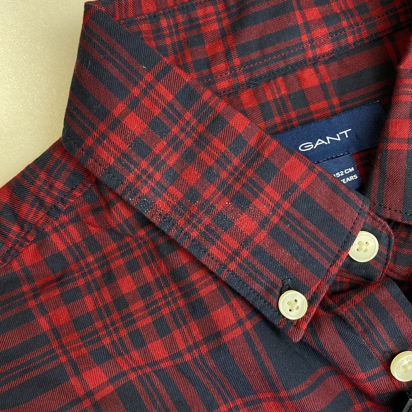 GANT Boys Red Twill Check Long Sleeves Shirt Size 11-12 Years 146/152 cm