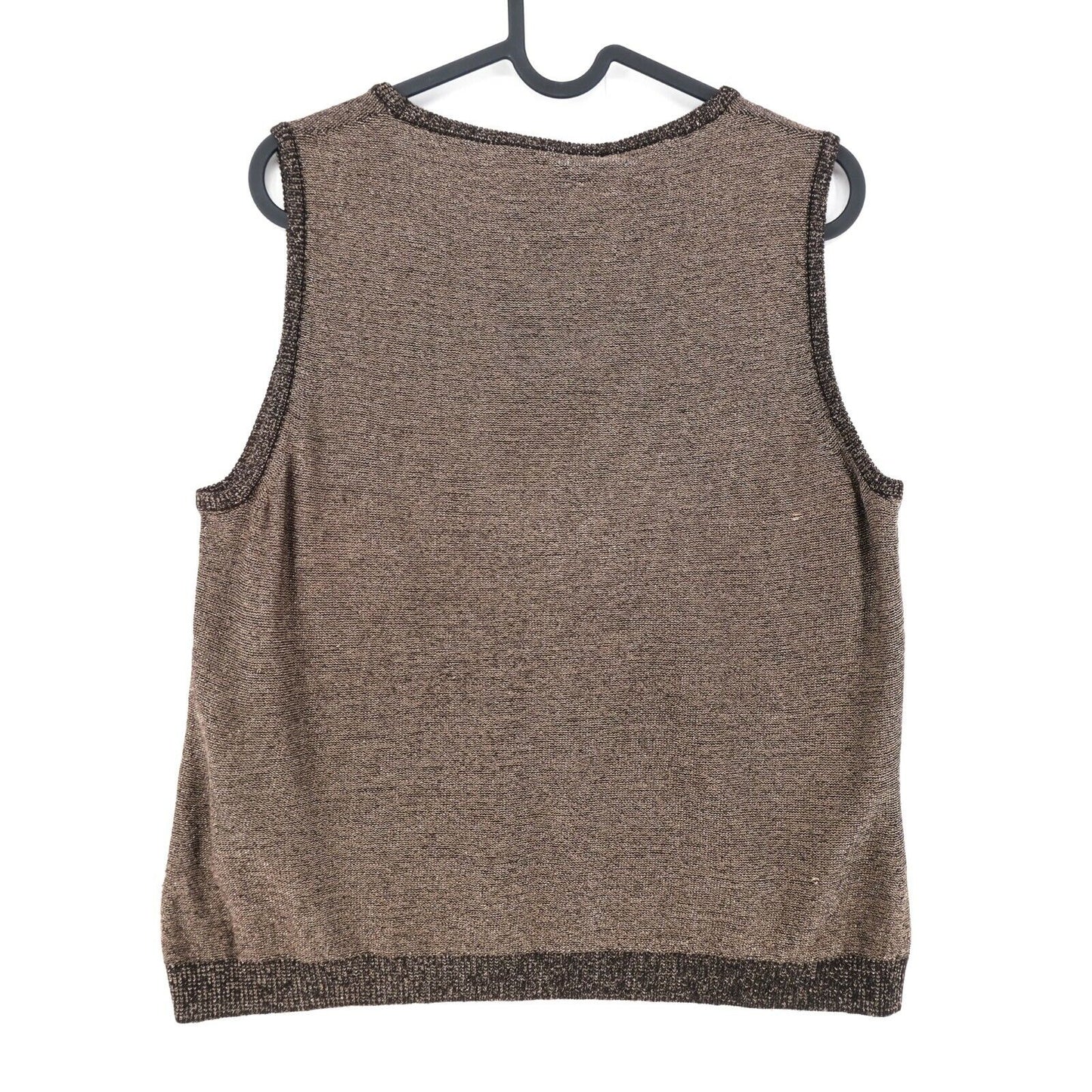 Persona Brown Scoop Neck Wool Blend Sans manches Débardeur T Shirt Blouse Taille M