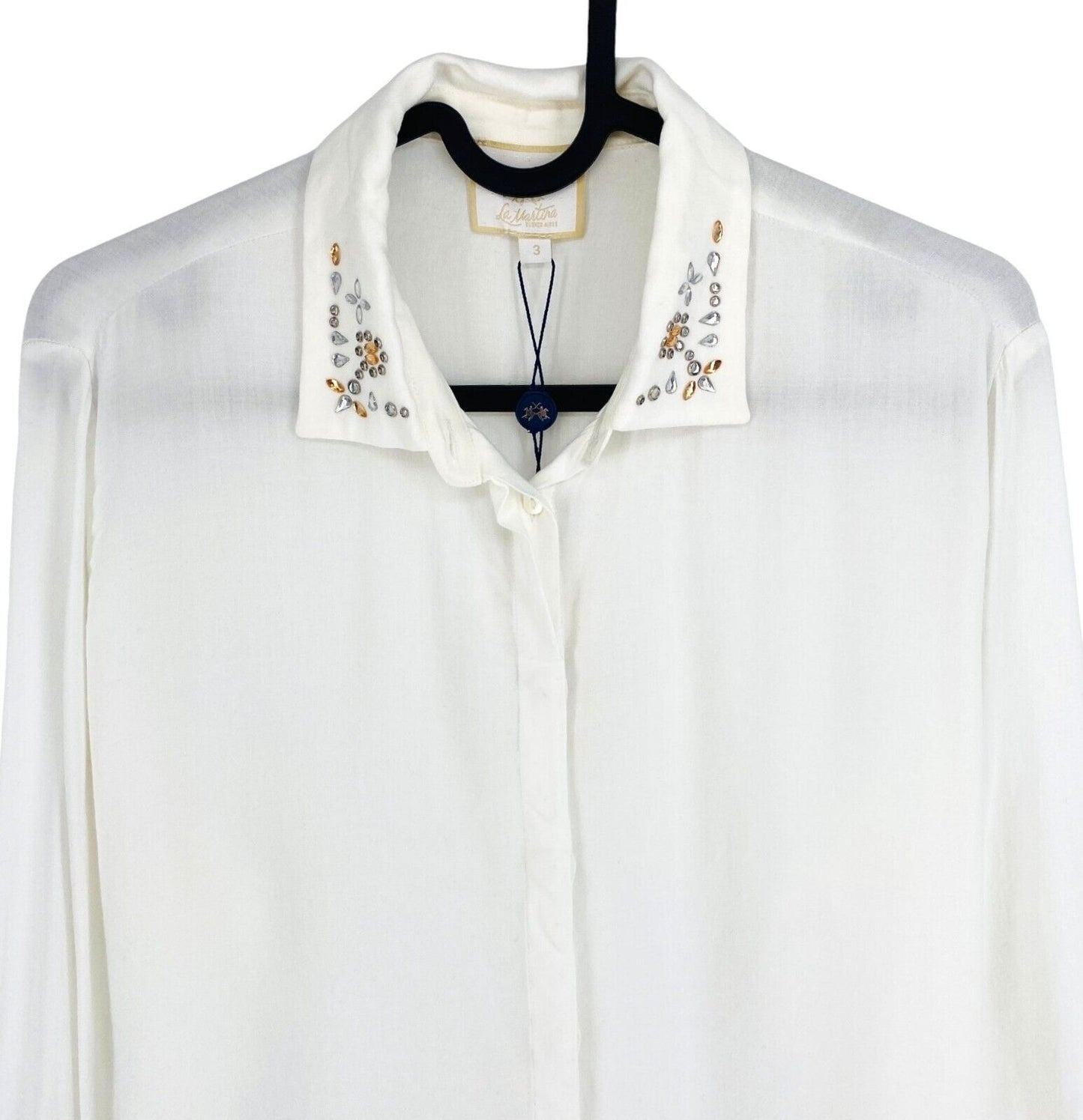 LA MARTINA Women White Long Sleeves Shirt Size 3 / M