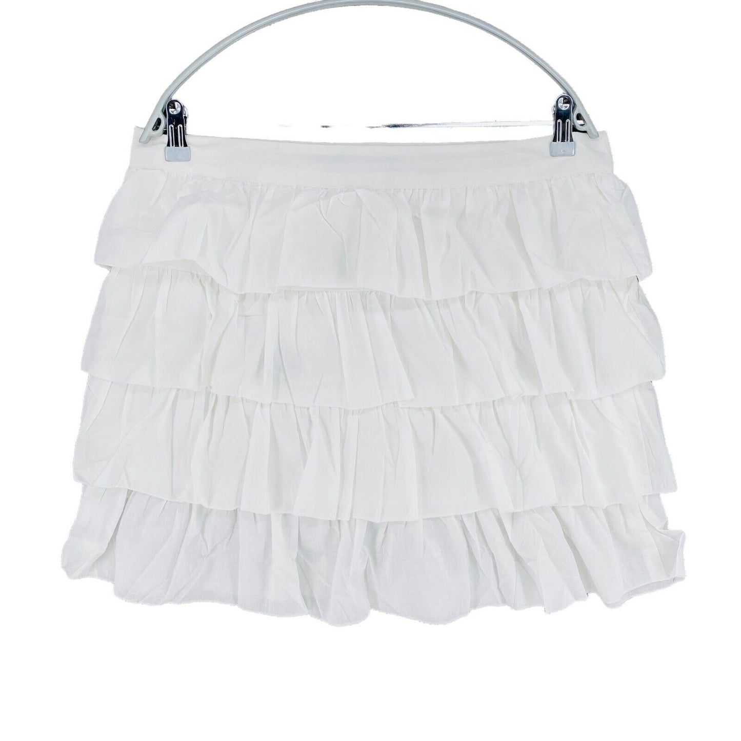 VUE SUR MER White 100% Cotton Ruffle Flare Skirt Size EU 42 UK 14 US 12