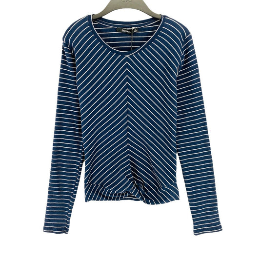 BERSHKA Navy Blue Crew Neck Striped Sweater Jumper Size S