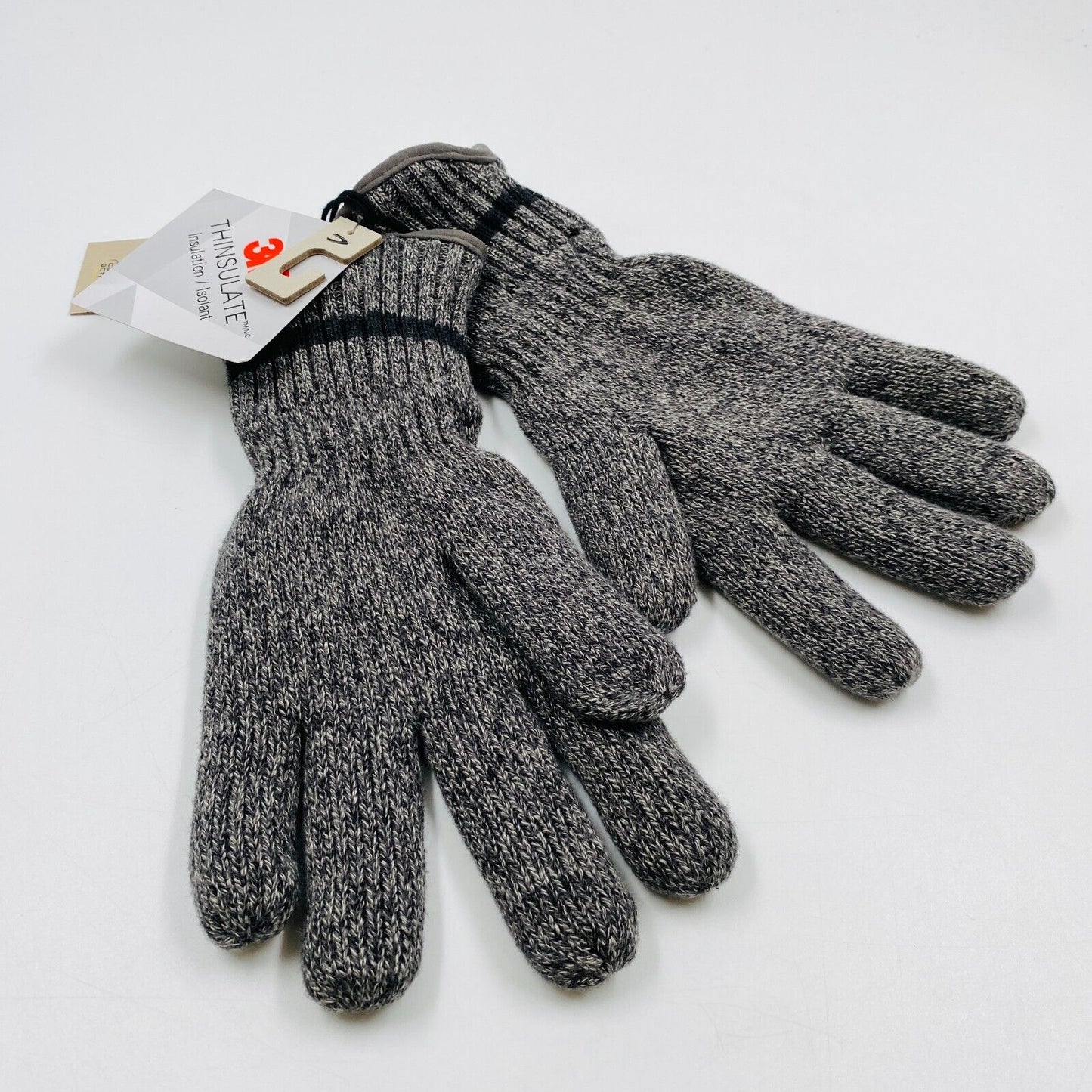 Camel Active Grey Cotton Insulated Warm Knit Gloves Size L