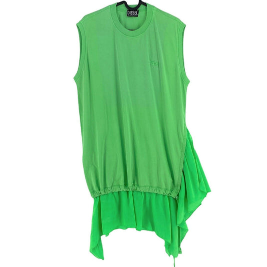 DIESEL Green With Georgette Hem T Shirt Dress Size 2XS XXS