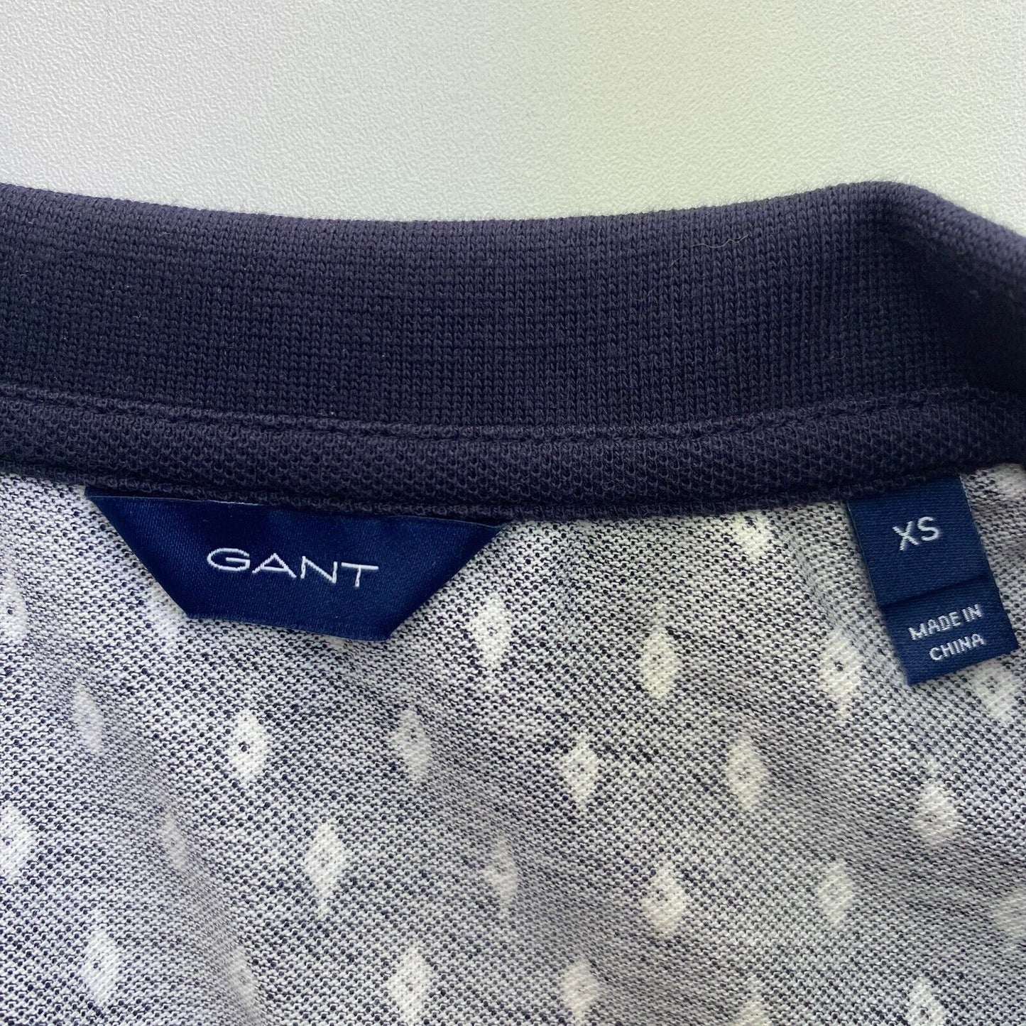 GANT Poloshirt mit Mini-Argyle-Muster, Marineblau, Größe XS