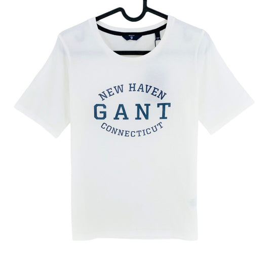 GANT White Seasonal Logo Crew Neck T Shirt Size XS