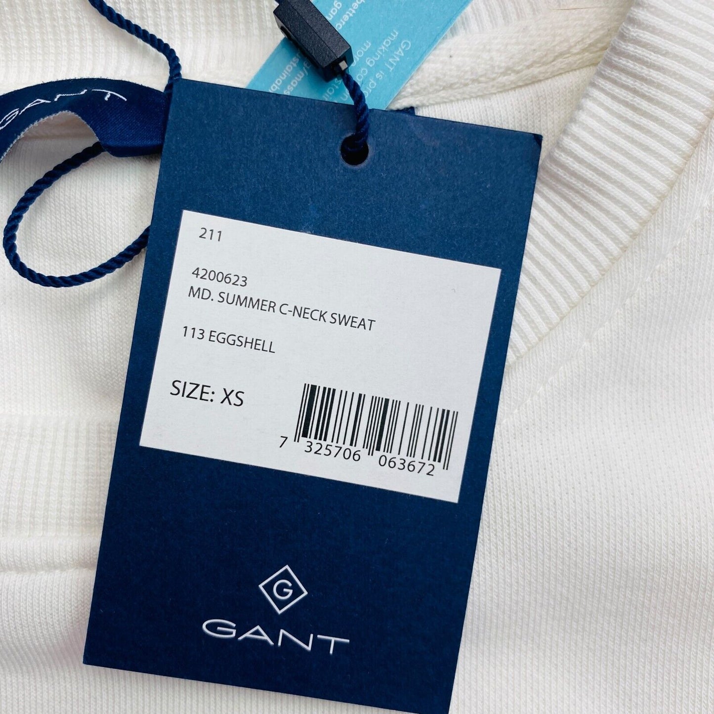 GANT White MD Summer Crew Neck Sweater Jumper Size XS