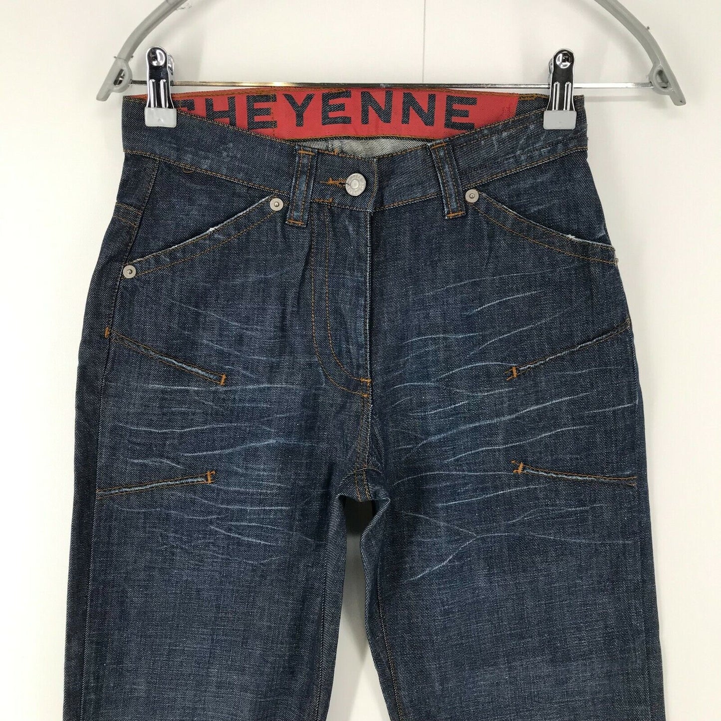 CHEYENNE Femme Bleu Foncé Loose Tapered Fit Jeans Taille W26