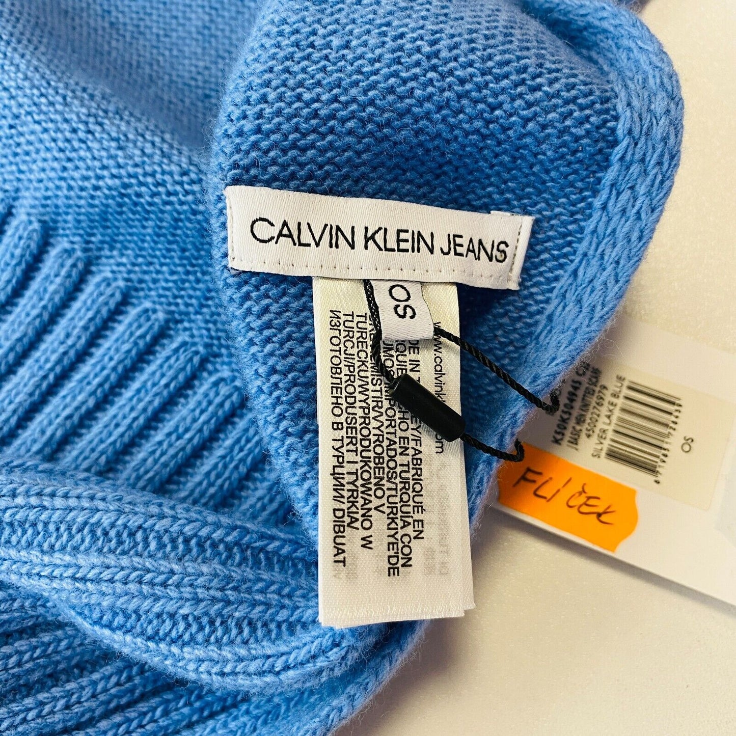 CALVIN KLEIN JEANS Men Blue Wool Cashmere Blend Knit Scarf Shawl