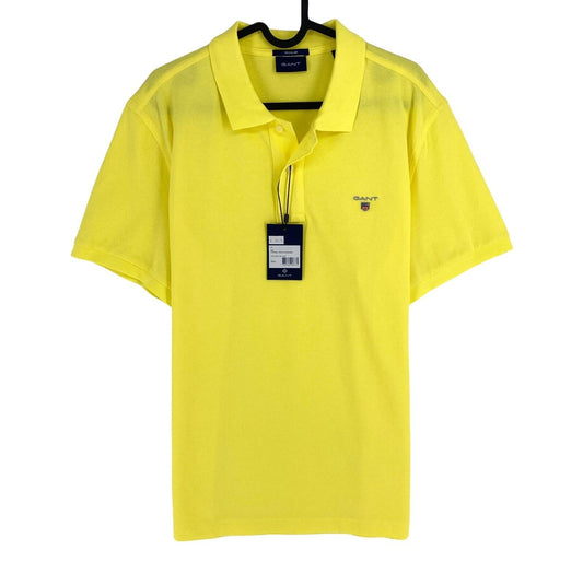 GANT Men Yellow Original Pique Rugger Short Sleeve Polo Shirt Size L