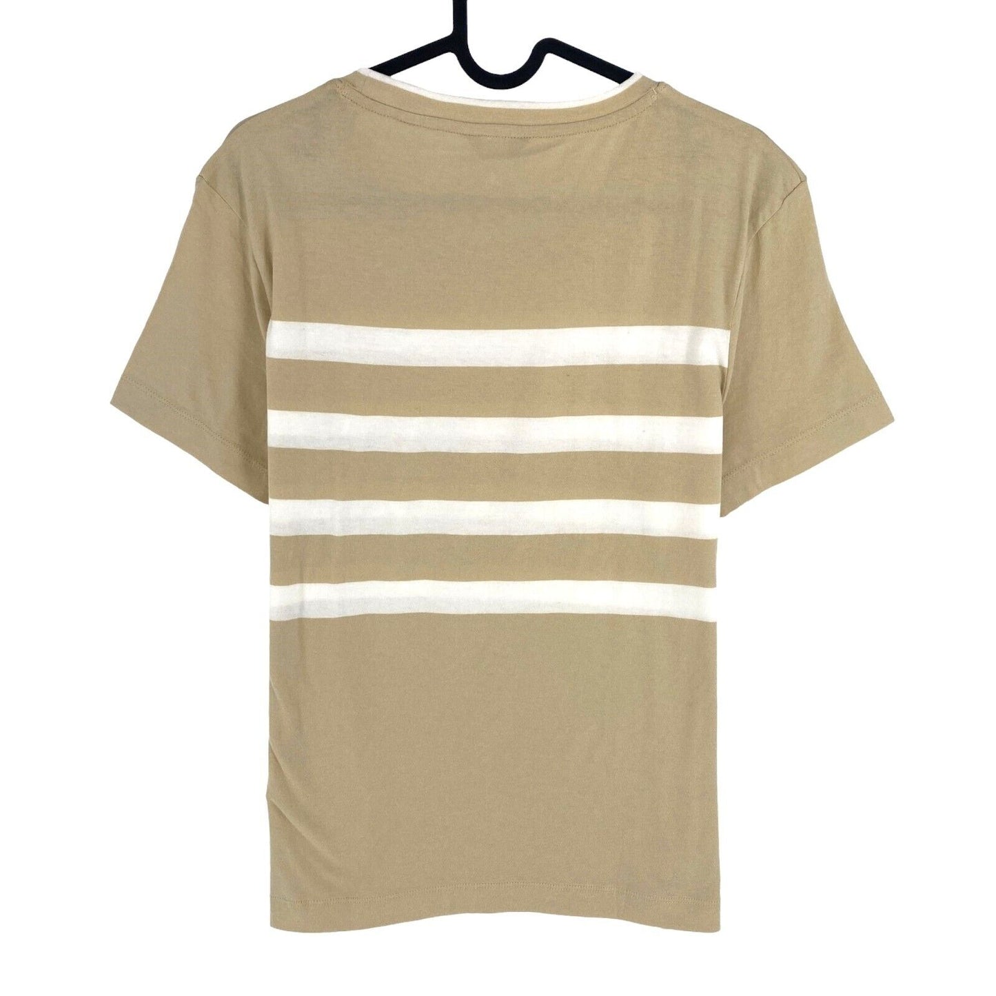 GANT Women Light Brown Striped Nautical Logo Crew Neck T Shirt Size M