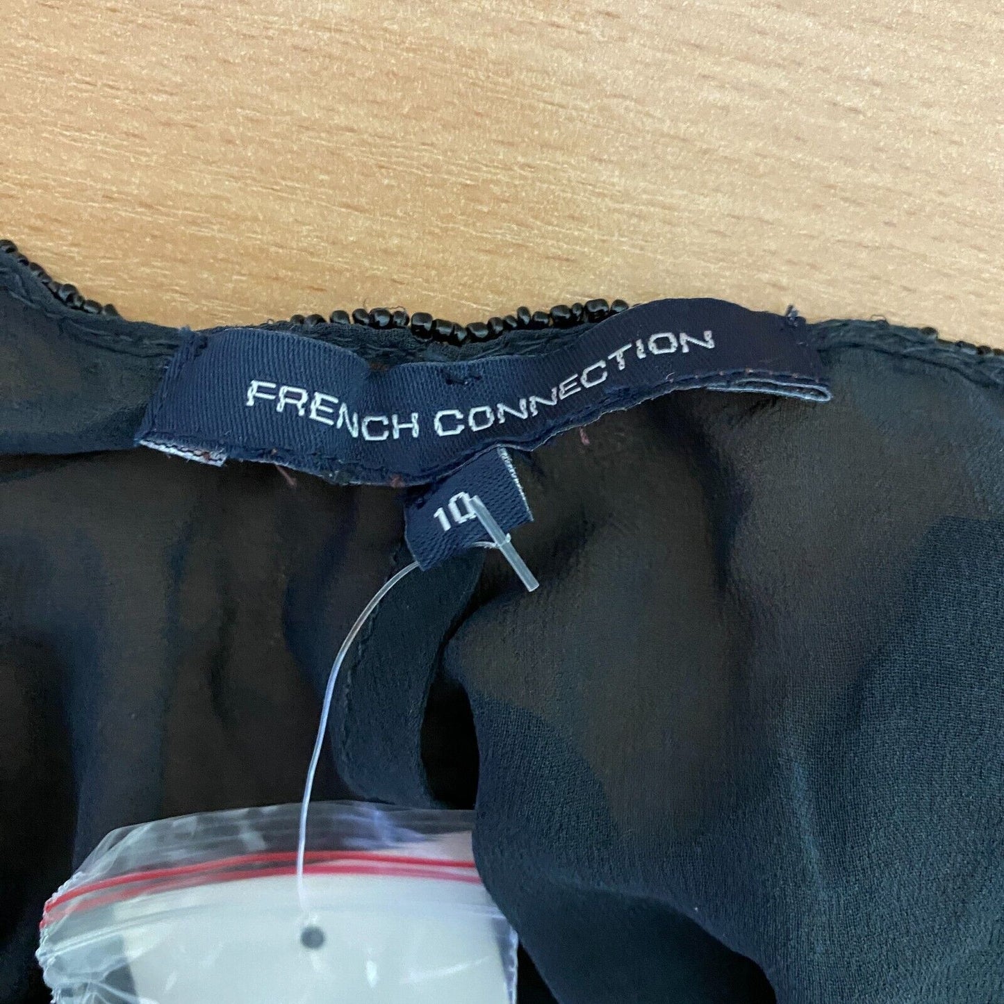 FRENCH CONNECTION Débardeur Noir Transparent Col V 100% Soie Taille 10 - S