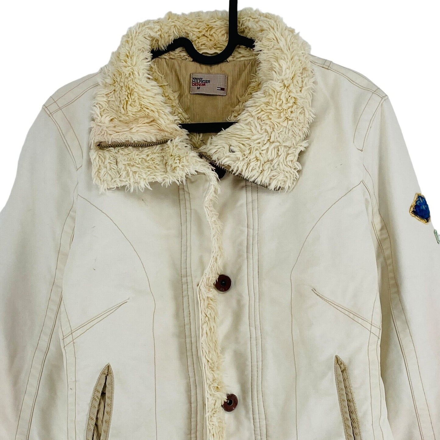 TOMMY HILFIGER DENIM Cream White 100% Cotton Jacket Coat Size M