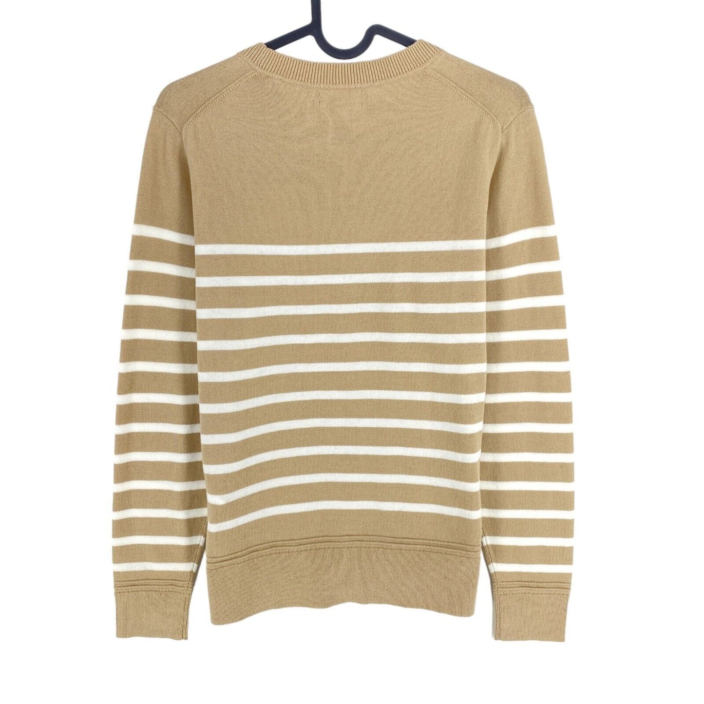 GANT Brown Light Cotton Breton Stripe Crew Neck Jumper Sweater Size S