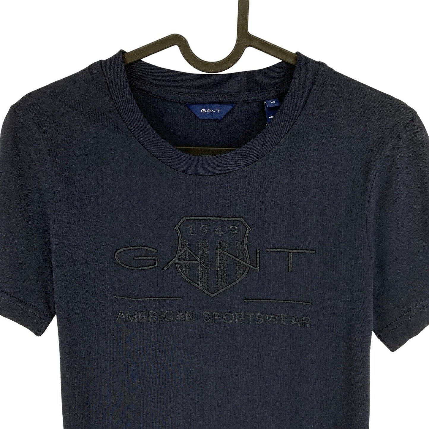 GANT Navy Blue Tonal Archive Shield Crew Neck T Shirt Size XS