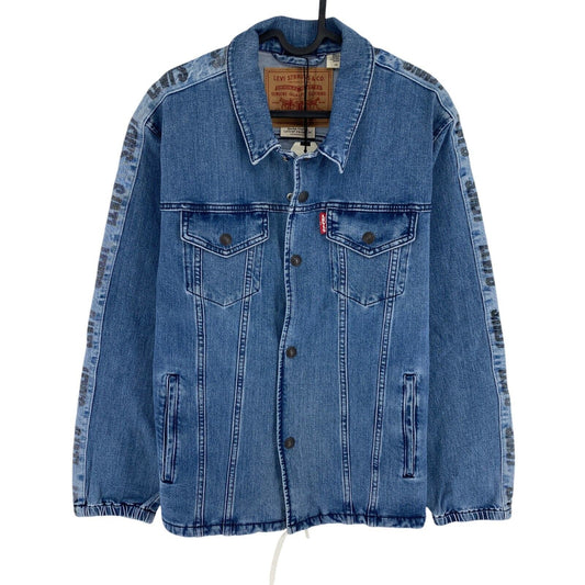 Levi`s Men Blue Denim Trucker Coach's Jacket Coat Size L