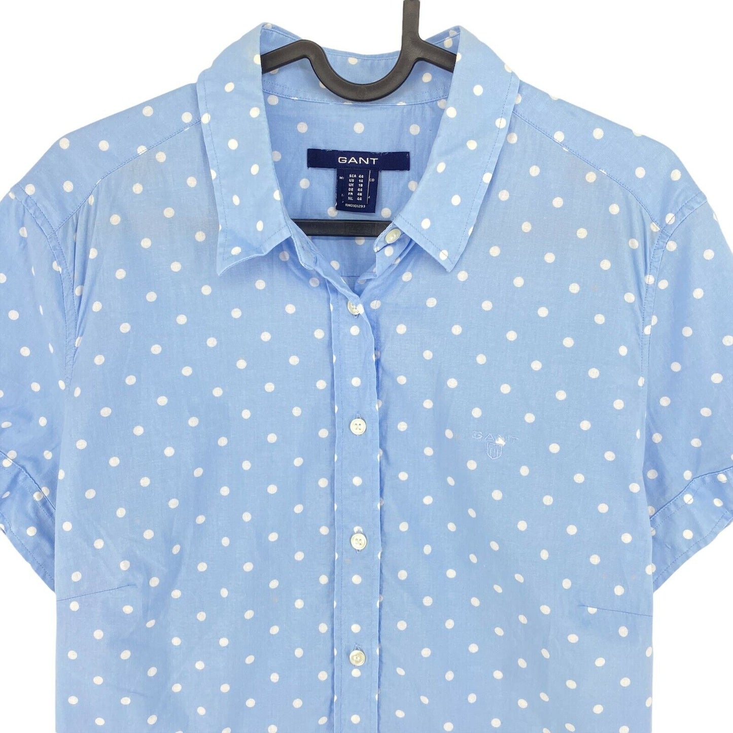 GANT Light Blue Polka Dot Short Sleeves Shirt Size EU 44 UK 18 US 14