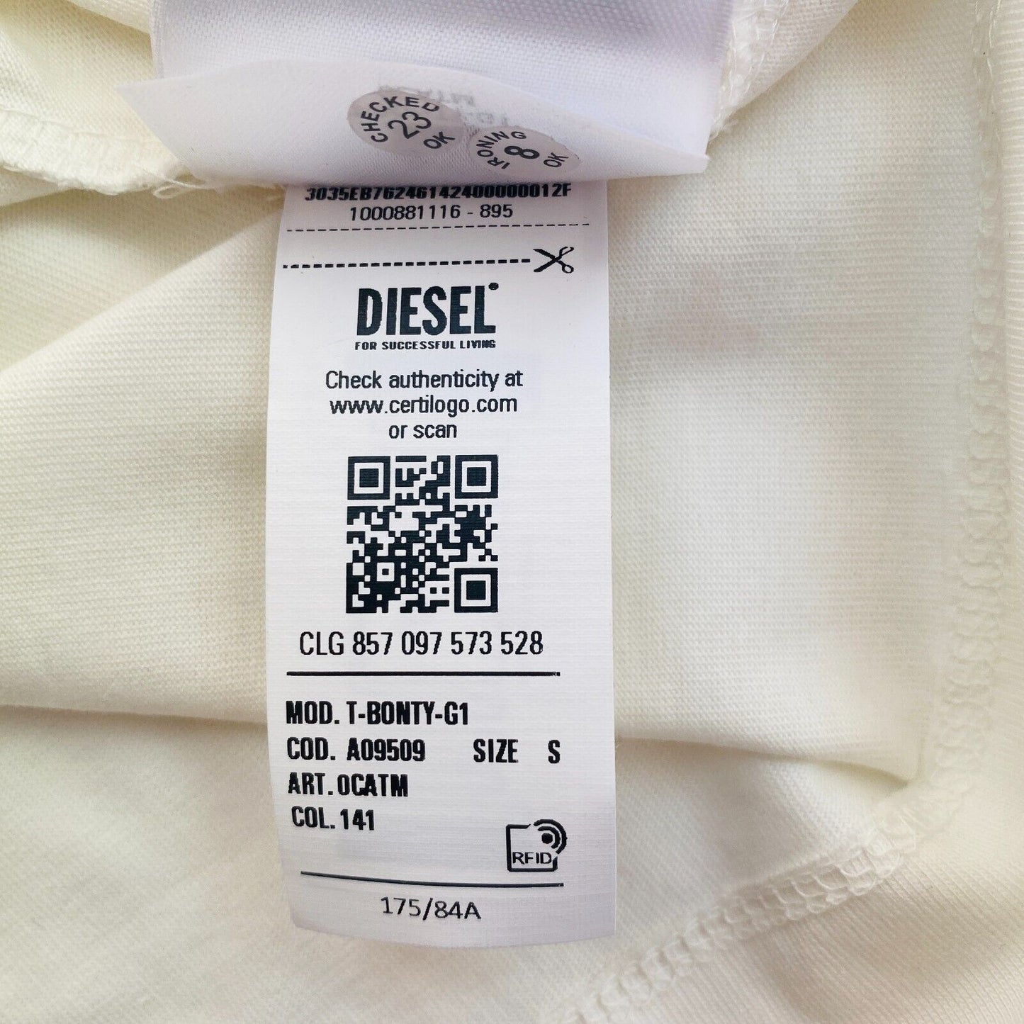 DIESEL White With Spray Can Print Crew Neck T Shirt Size S