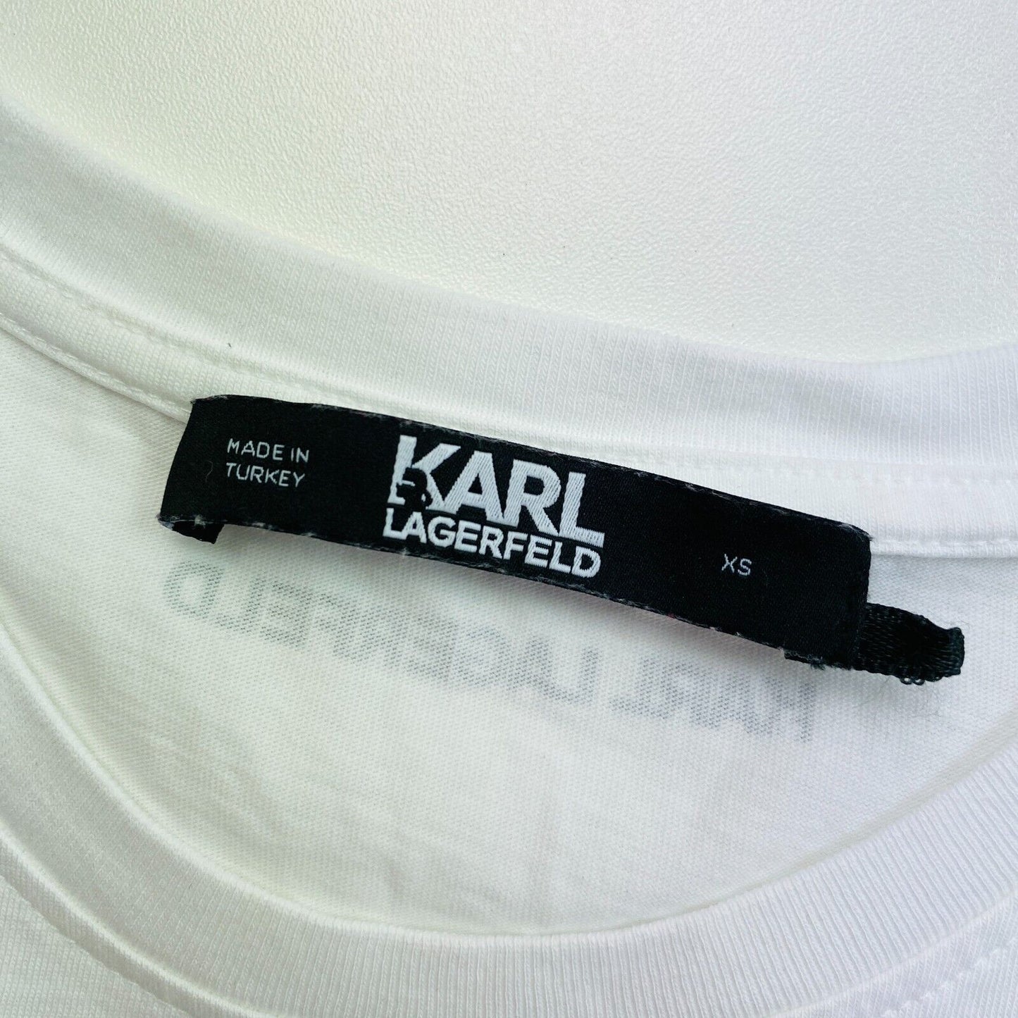 Karl Lagerfeld Weißes Ikonik Strass Karl Rundhals-T-Shirt Größe XS