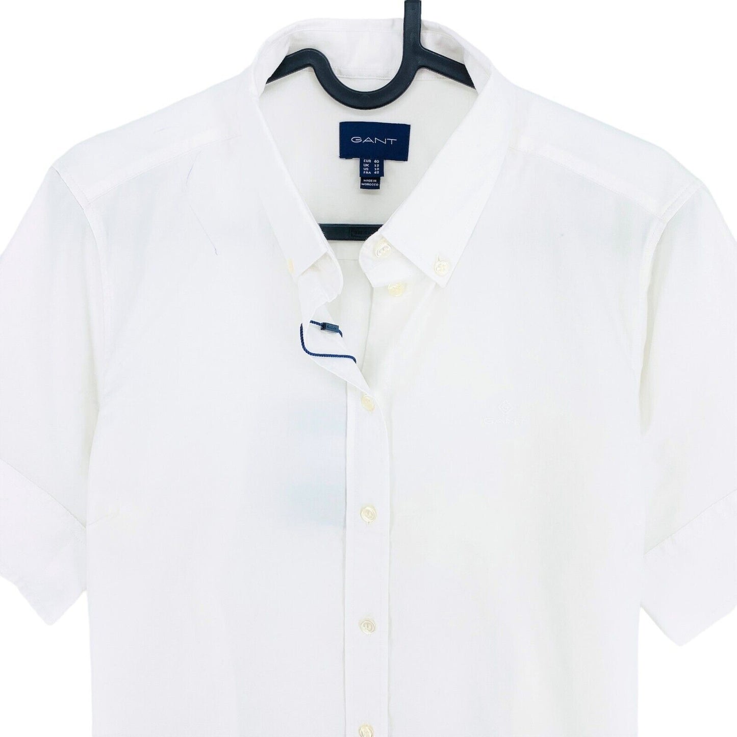 GANT White Stretch Oxford Solid Short Sleeves Shirt Size EU 40 UK 12 US 10